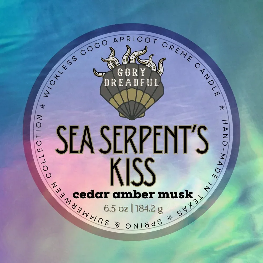 Sea Serpent's Kiss Luxury Wickless Candle: Cedar Amber Musk Scent